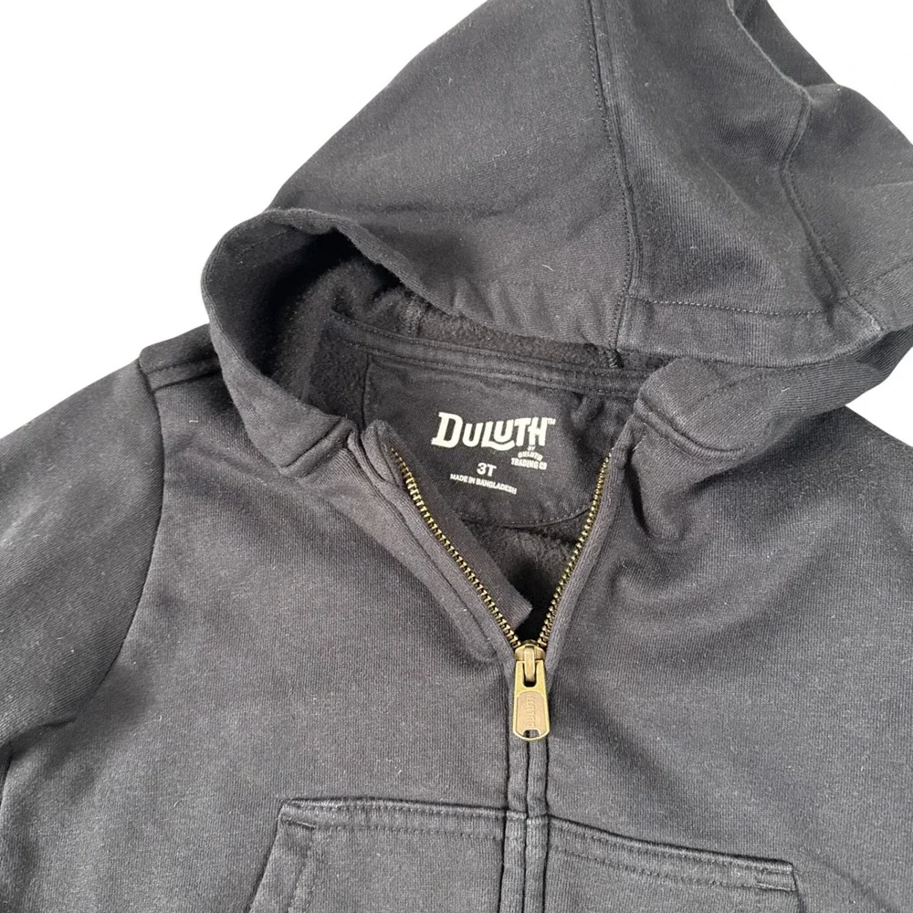 Duluth Trading Co Toddler Boys 3pc Set Hoodie‎ Tee Beanie Black Brown 2T 3T